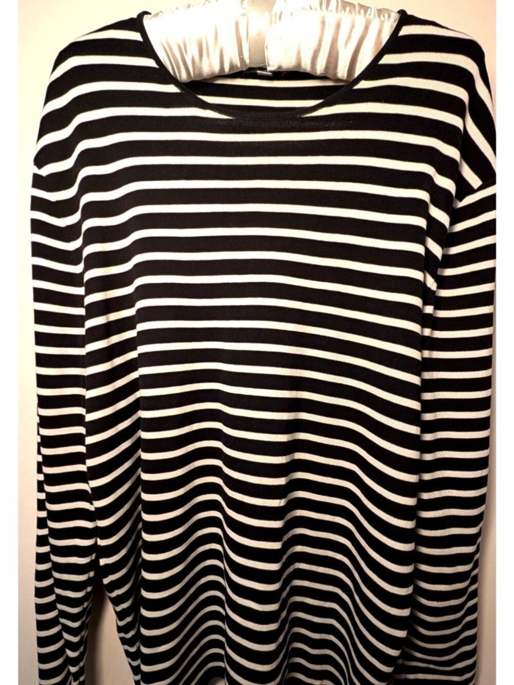 COS 100% Cotton Breton Style Black/White Stripe Top, Women Size XL